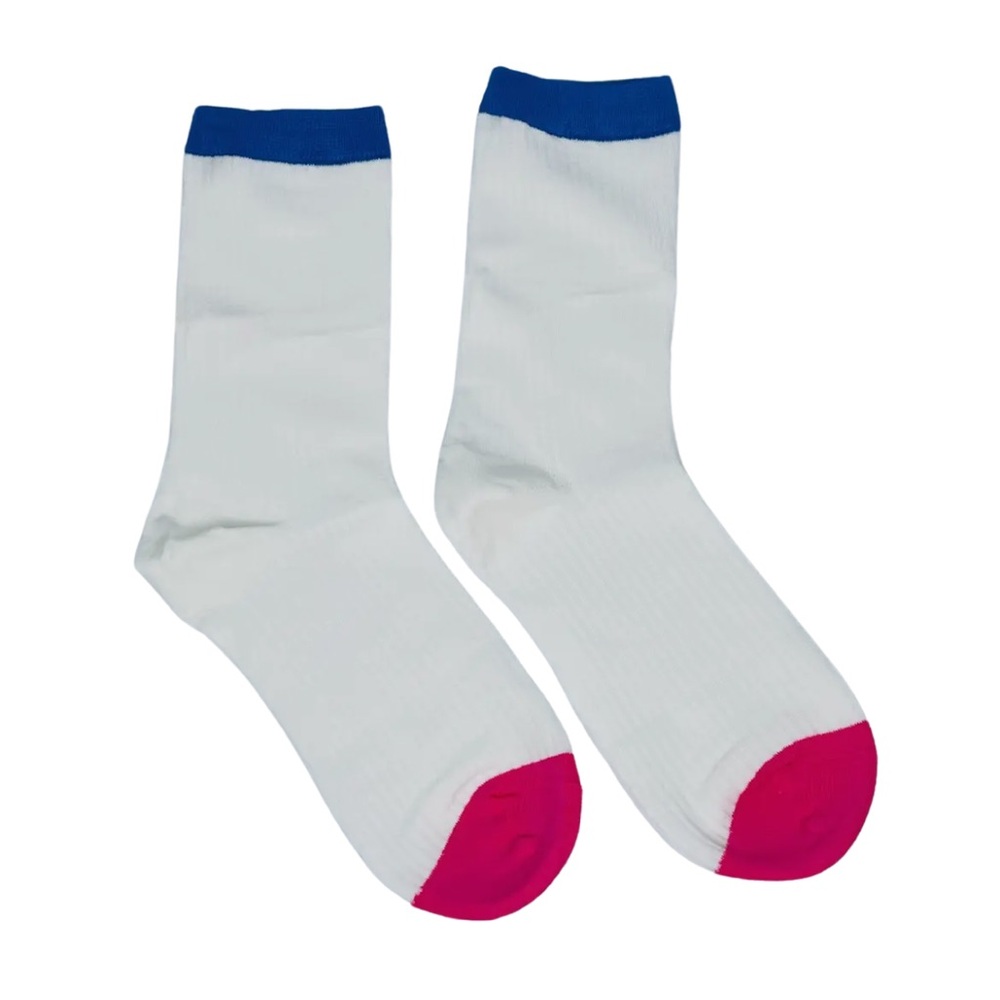 Color Block Crew Socks Set of 2 | Cotton Blend | One Size | Pink & White | NWT - Picture 3 of 4